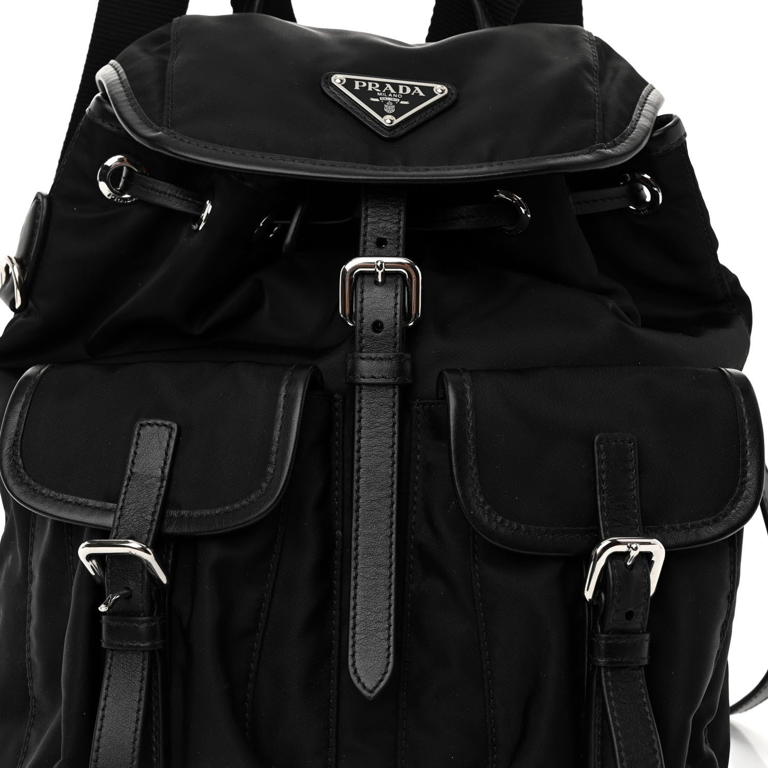Prada Tessuto Nylon Vitello Backpack Black 8 of 11