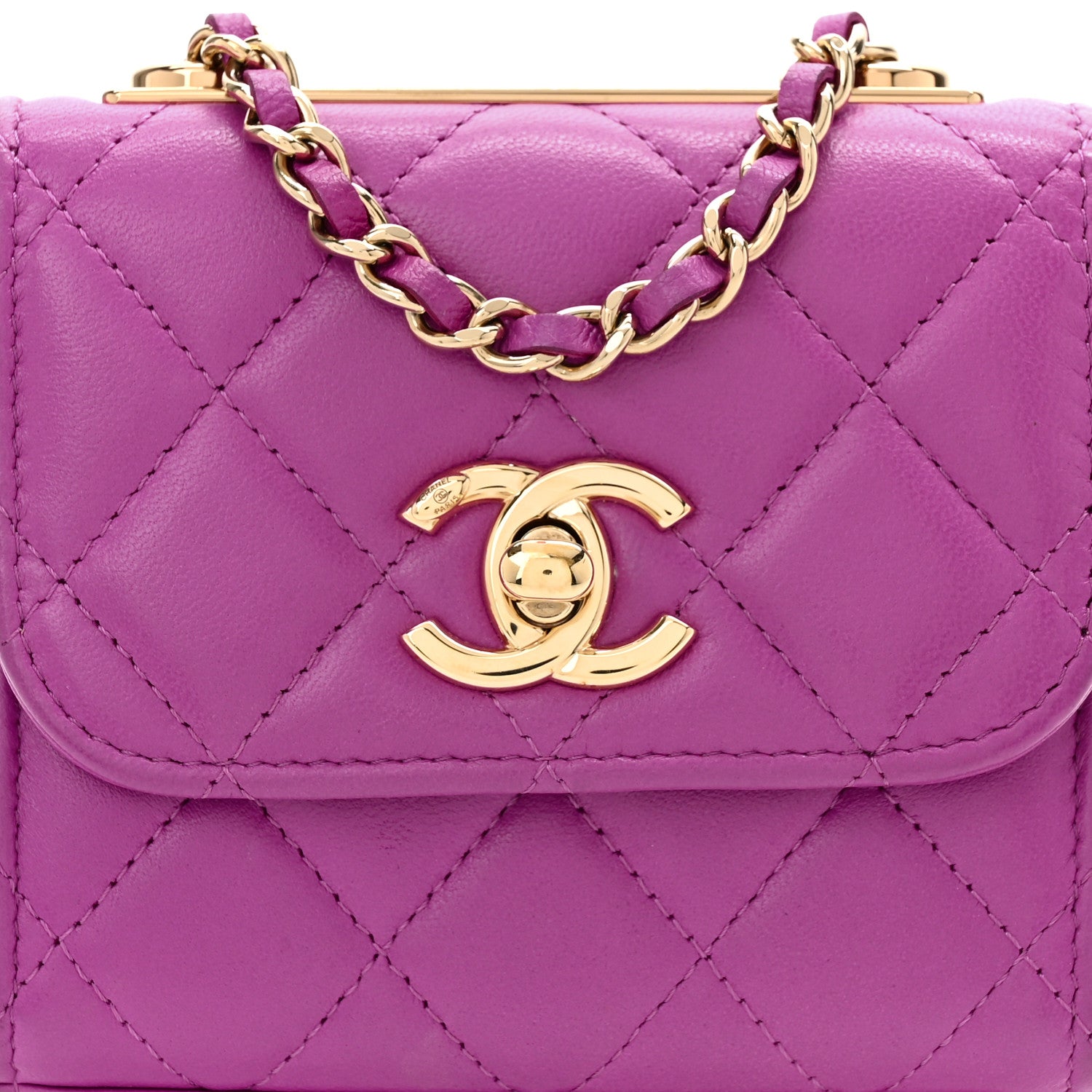 Chanel Lambskin Quilted Mini Trendy CC Clutch With Chain Purple 8 of 11