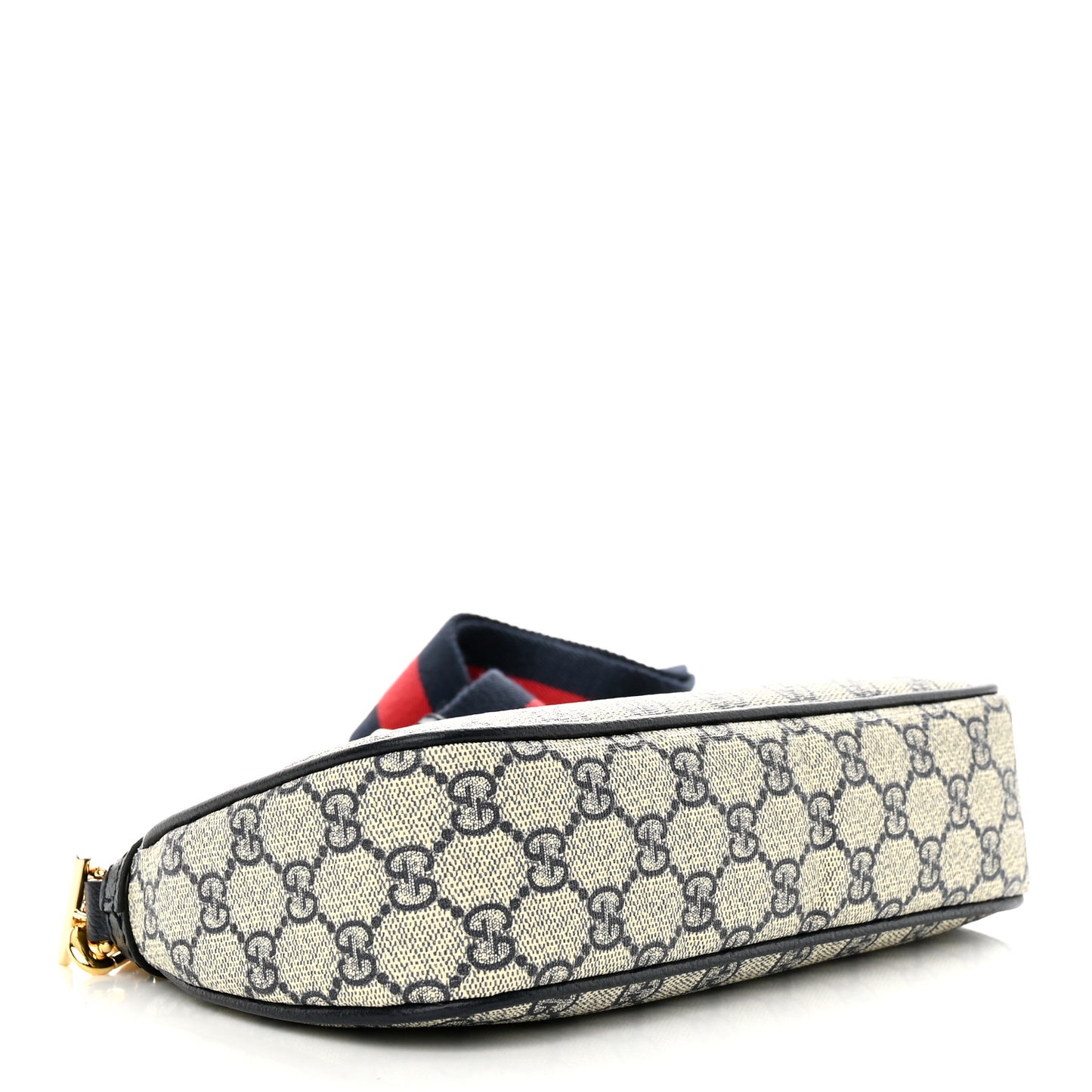 GG Supreme Monogram Textured Dollar Calfskin Web Small Ophidia GG Handbag Beige Blue