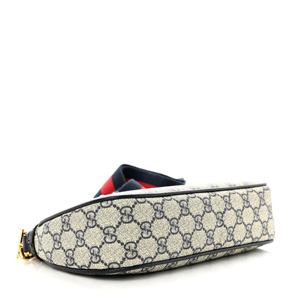 Gucci GG Supreme Monogram Textured Dollar Calfskin Web Small Ophidia GG Handbag Beige Blue 4 of 11