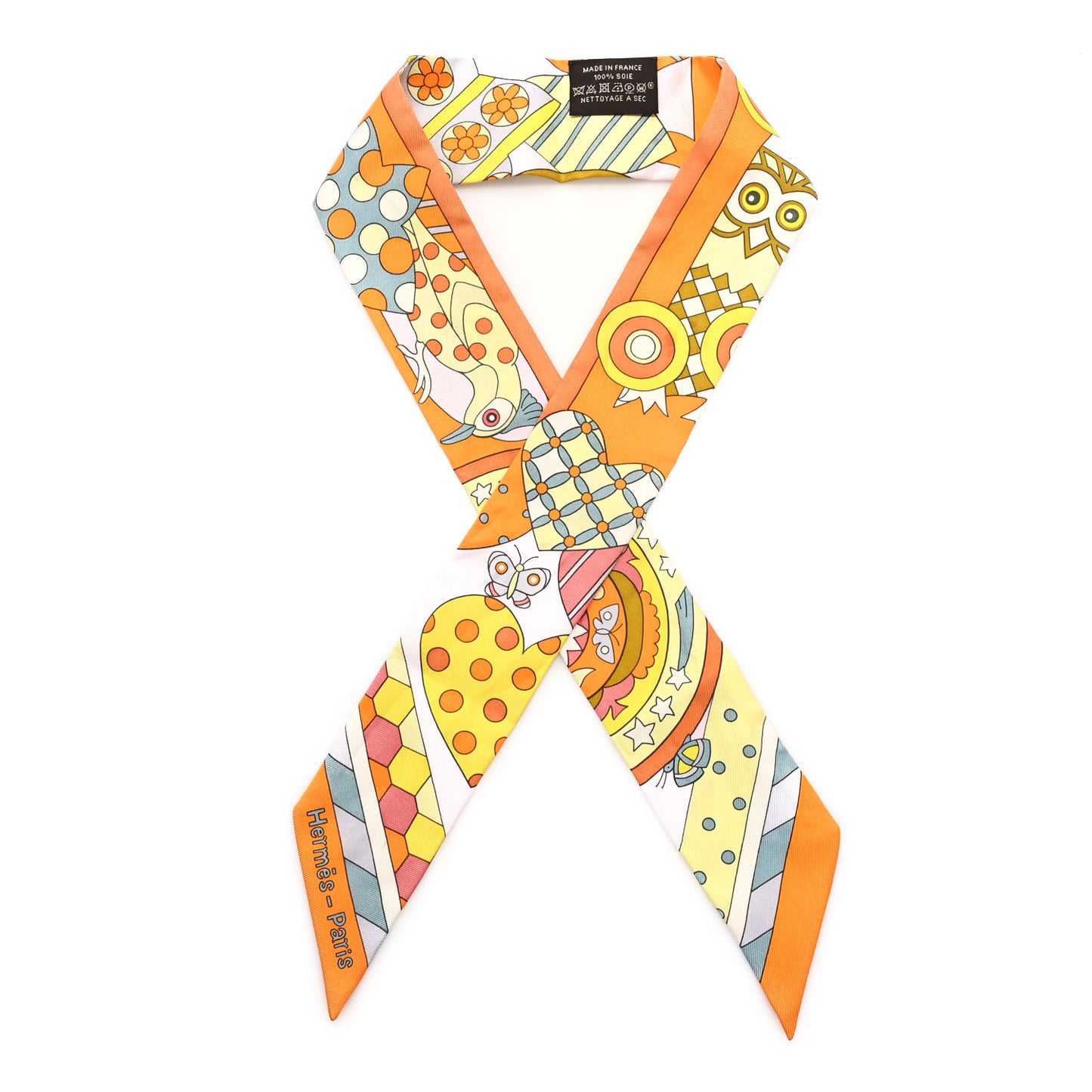 Silk Les Murmures de la Foret Twilly Orange Jaune Vif Vert