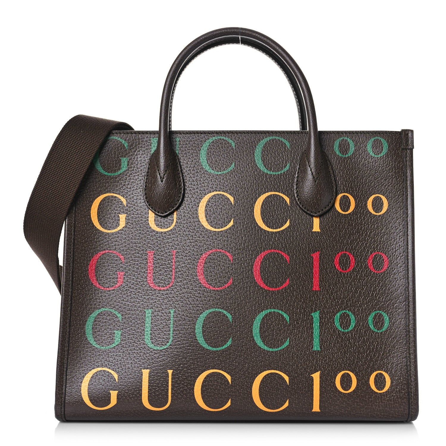 Gucci Textured Dollar Calfskin Gucci 100 Small Tote Bag New Acero Multicolor 1 of 8