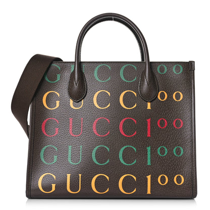 Gucci Textured Dollar Calfskin Gucci 100 Small Tote Bag New Acero Multicolor 1 of 8