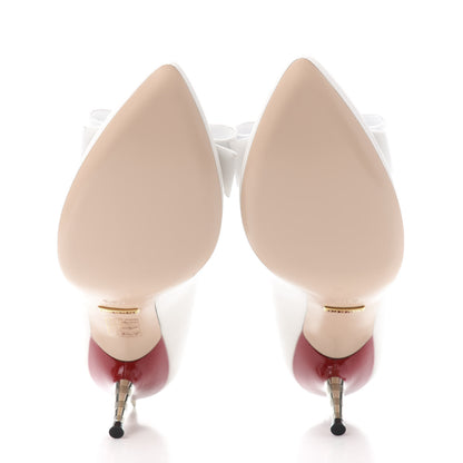 Gucci Calfskin GG Bow Sadie Spike Mid Heel Pumps 36.5 White 6 of 10