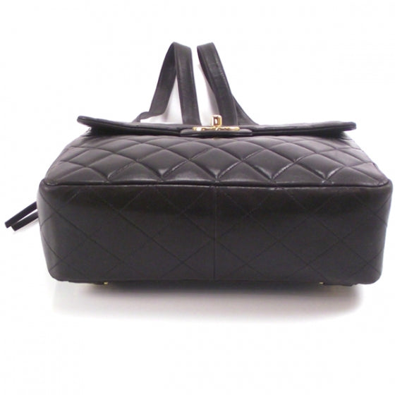 Lambskin Quilted Backpack Black