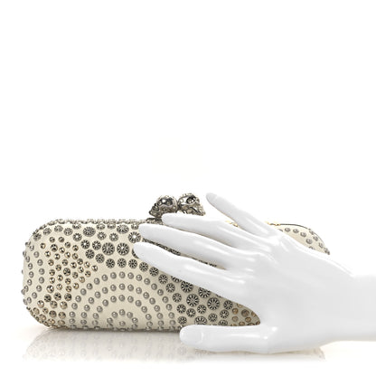 Alexander McQueen Nappa Studded Twin Skull Box Clutch Ivory 2 of 14