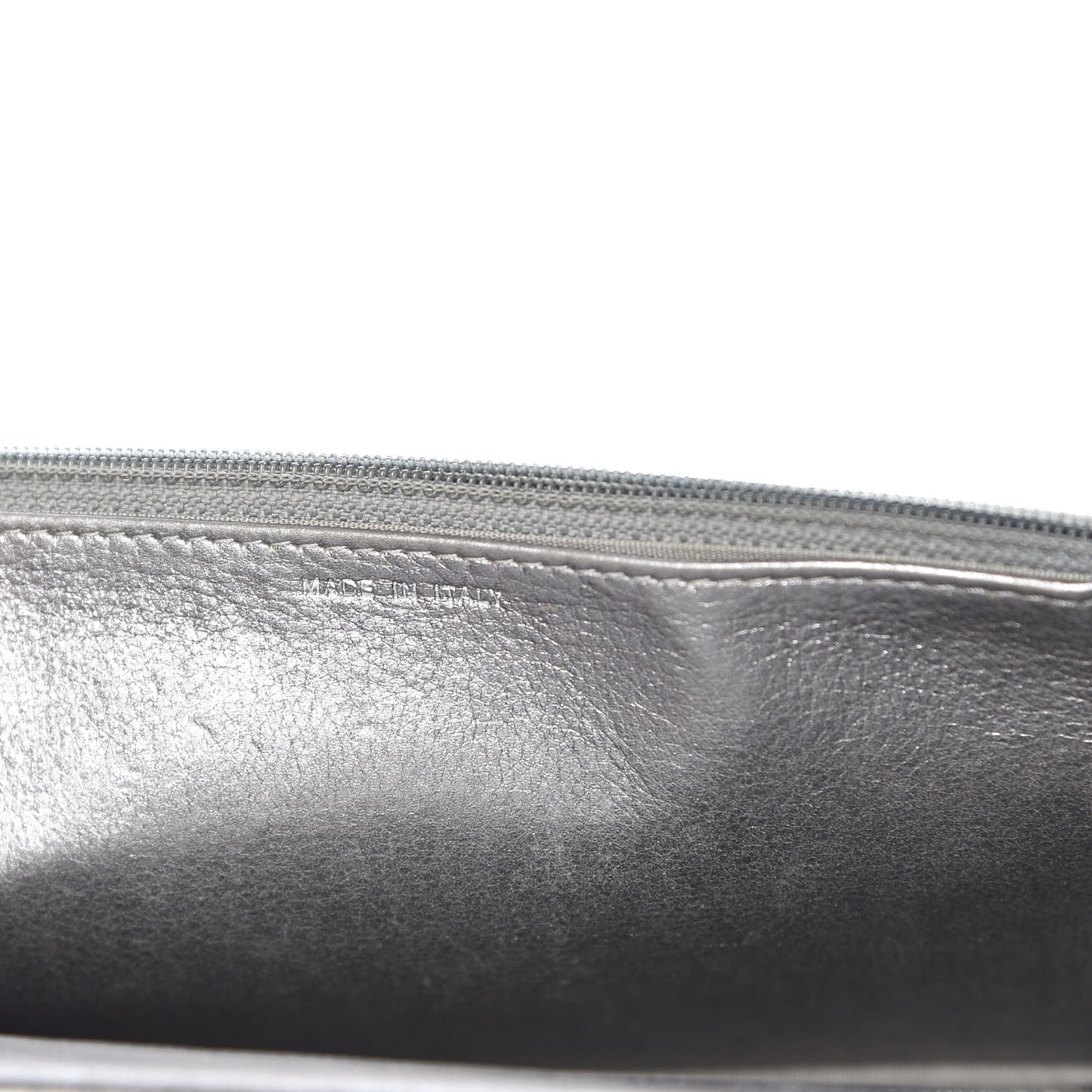 Metallic Calfskin Quilted Boy Wallet On Chain WOC Silver