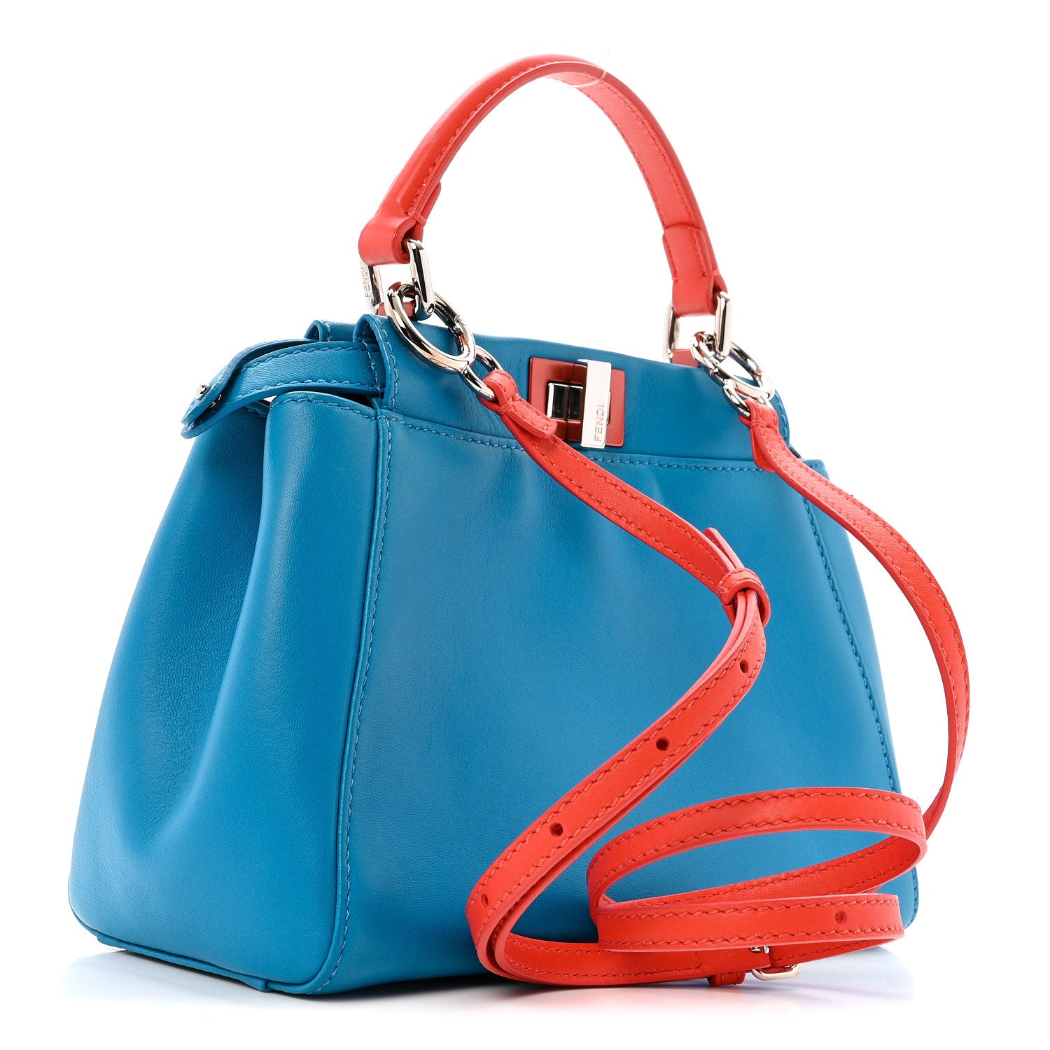 Findif パフボエル Fendi Nappa Colorblock Mini Peekaboo Iconic Satchel Blue Royal
