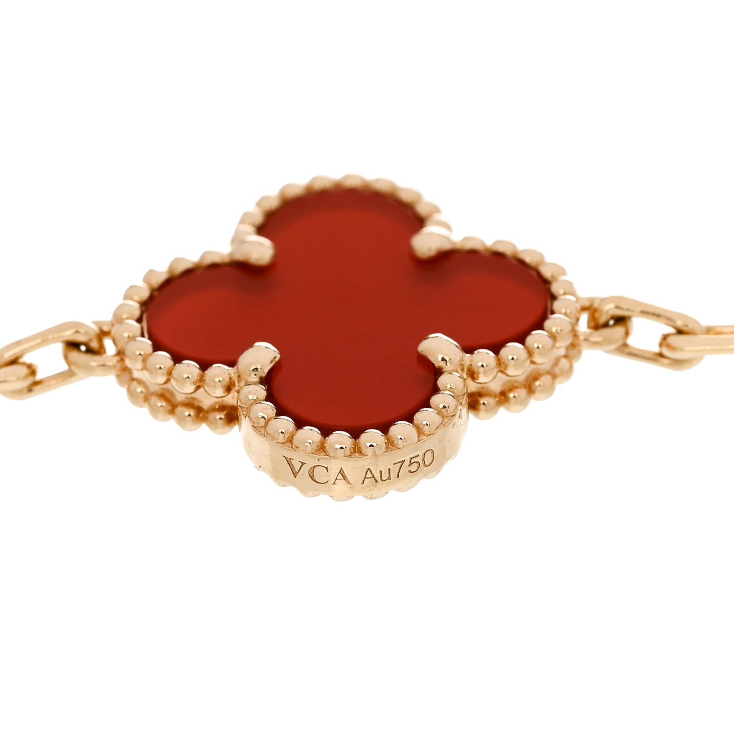 Van Cleef & Arpels 18K Yellow Gold Carnelian 5 Motifs Vintage Alhambra Bracelet 3 of 5