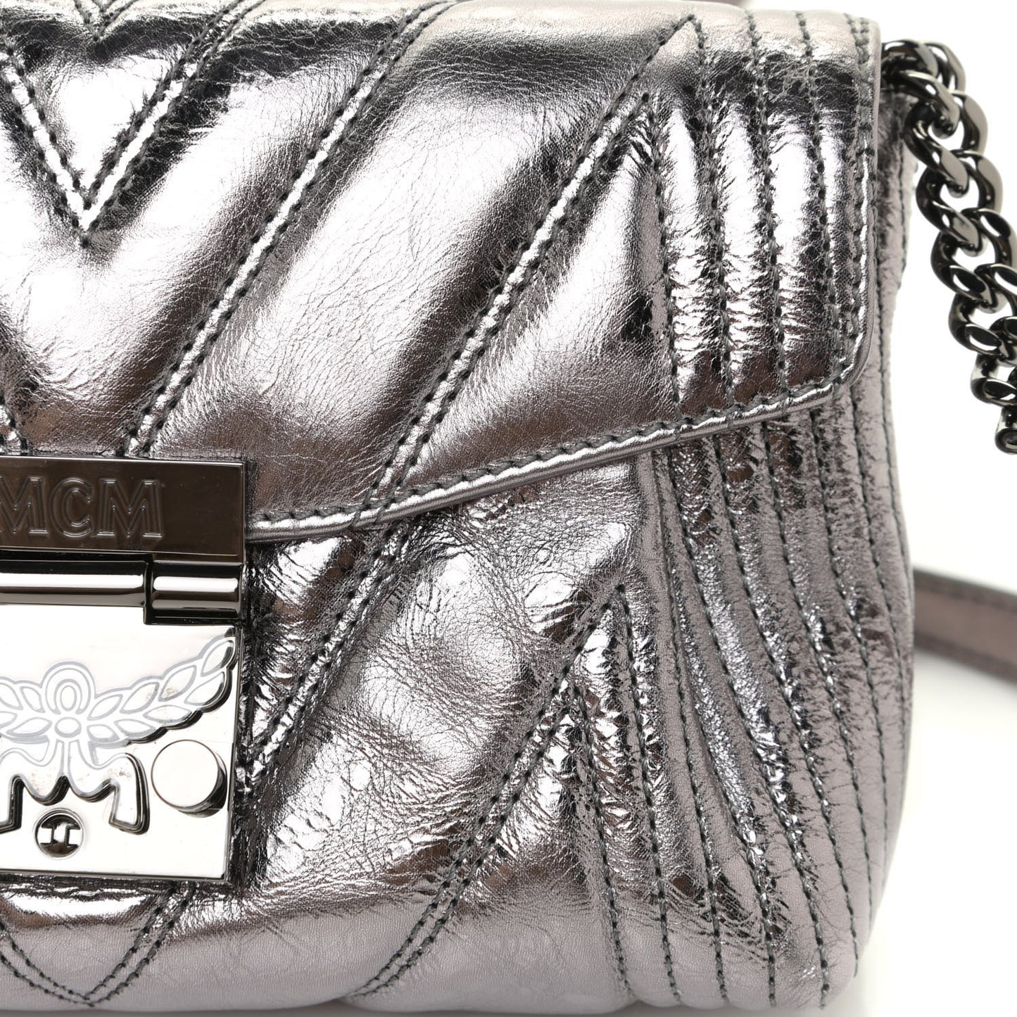 Metallic Calfskin Small Patricia Belt Bag Berlin Silver