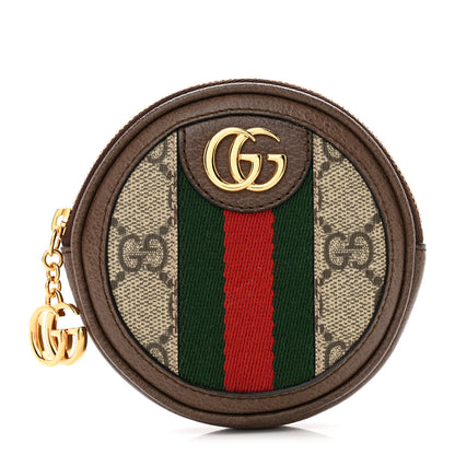 Gucci GG Supreme Monogram Web Ophidia Round Coin Purse Beige New Acero 1 of 8