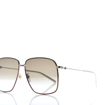 Gucci Web Rectangular Frame Interlocking G Sunglasses GG0394S Green Red 5 of 9