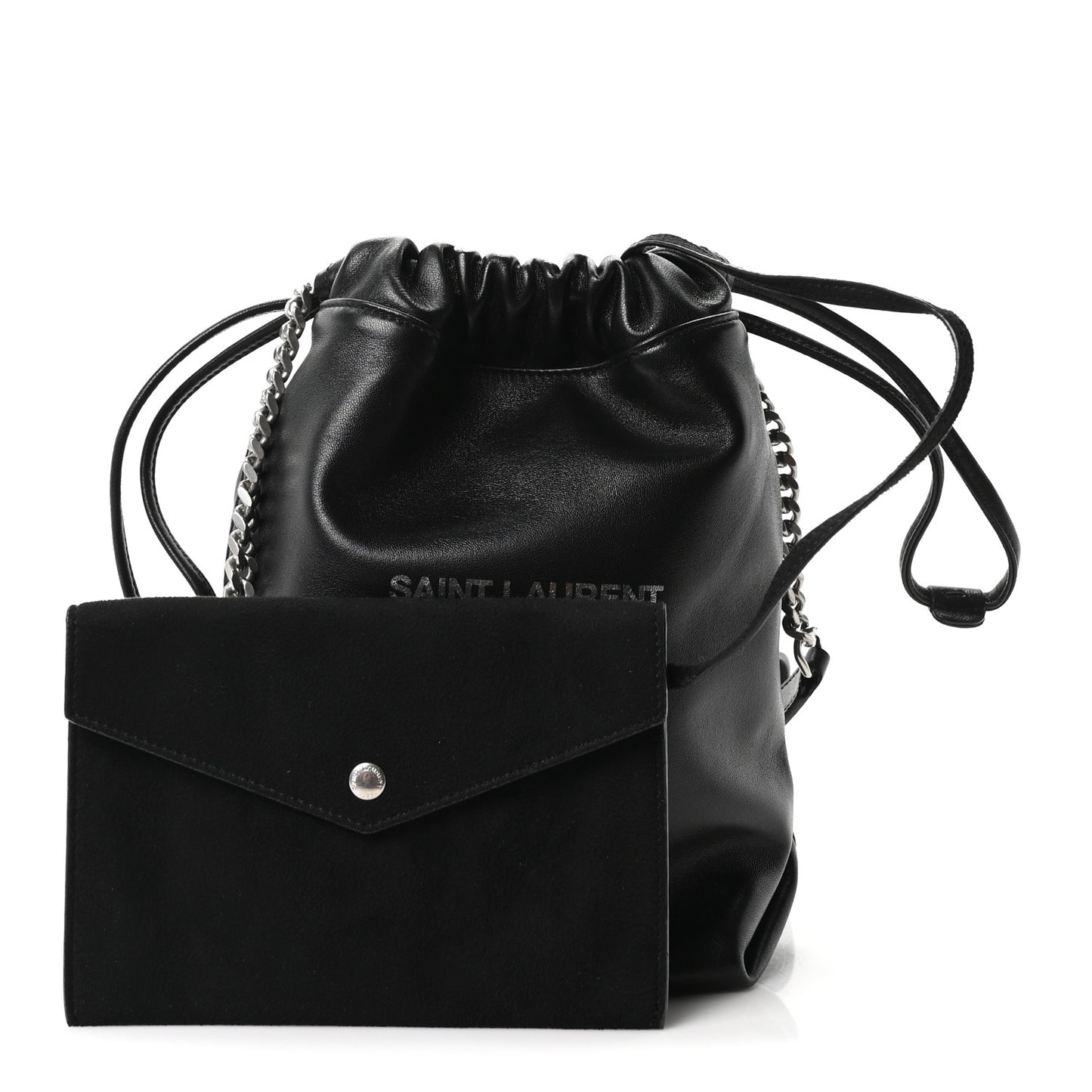 Lambskin Small Teddy Bucket Bag Black