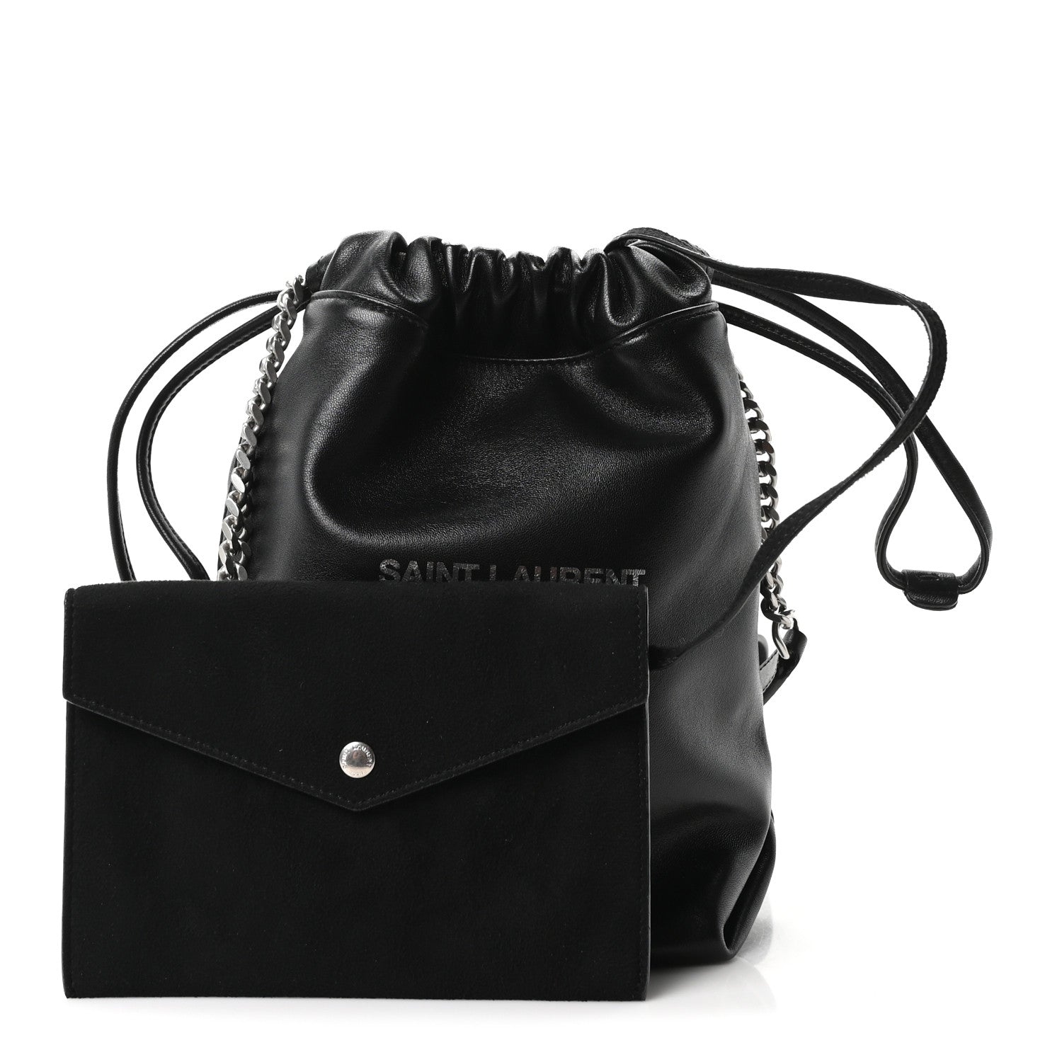 Saint Laurent Lambskin Small Teddy Bucket Bag Black 3 of 12