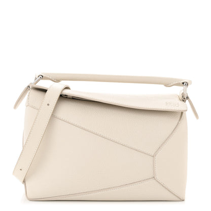 Loewe Soft Grained Calfskin Small Puzzle Edge Bag Soft White 1 of 9