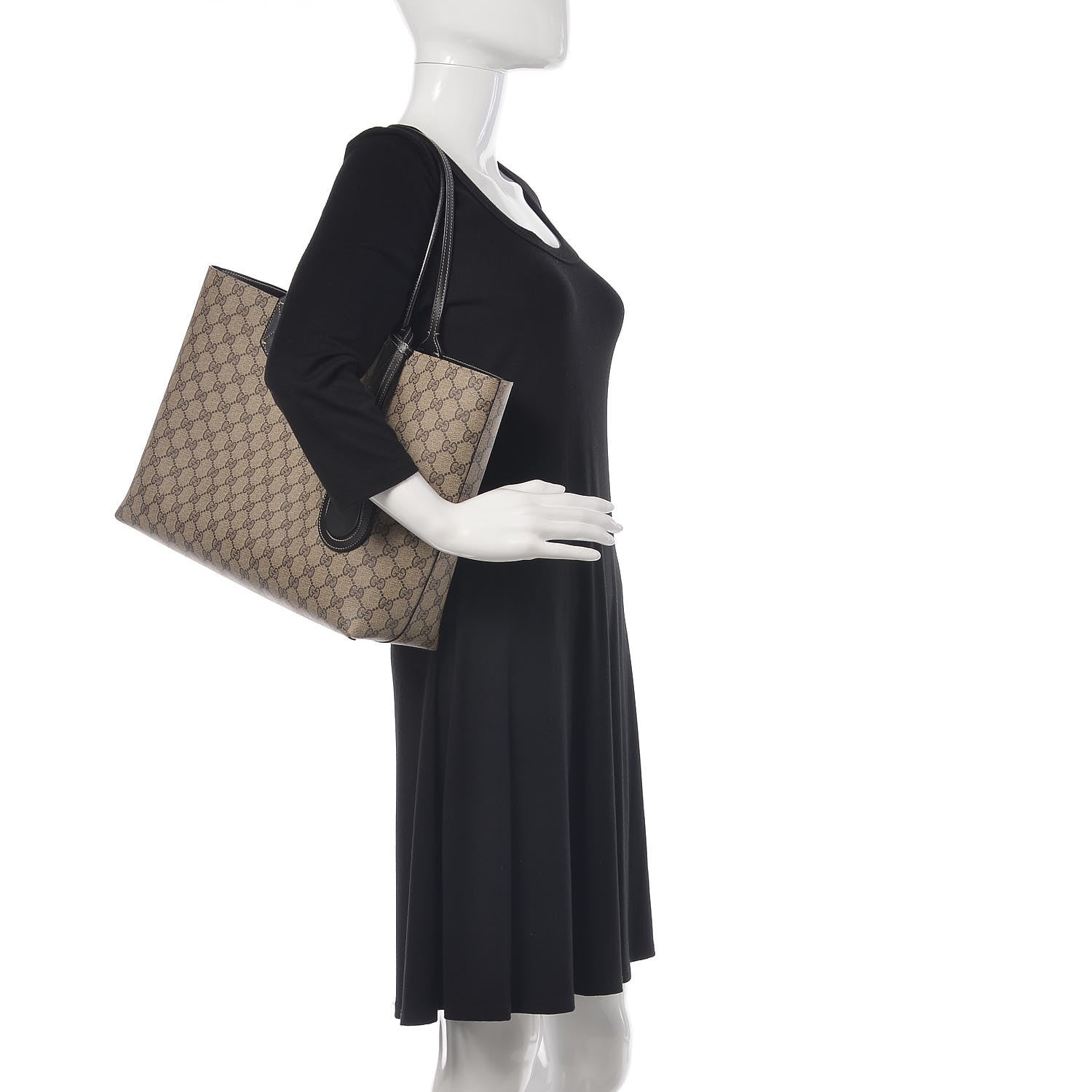 Gucci Calfskin GG Supreme Monogram Medium Reversible Tote Black 2 of 11
