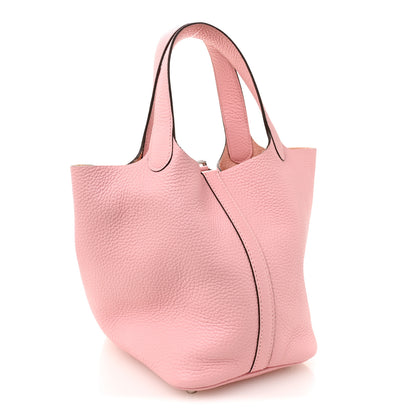 Hermes Taurillon Clemence Picotin Lock 18 PM Rose Sakura 3 of 11