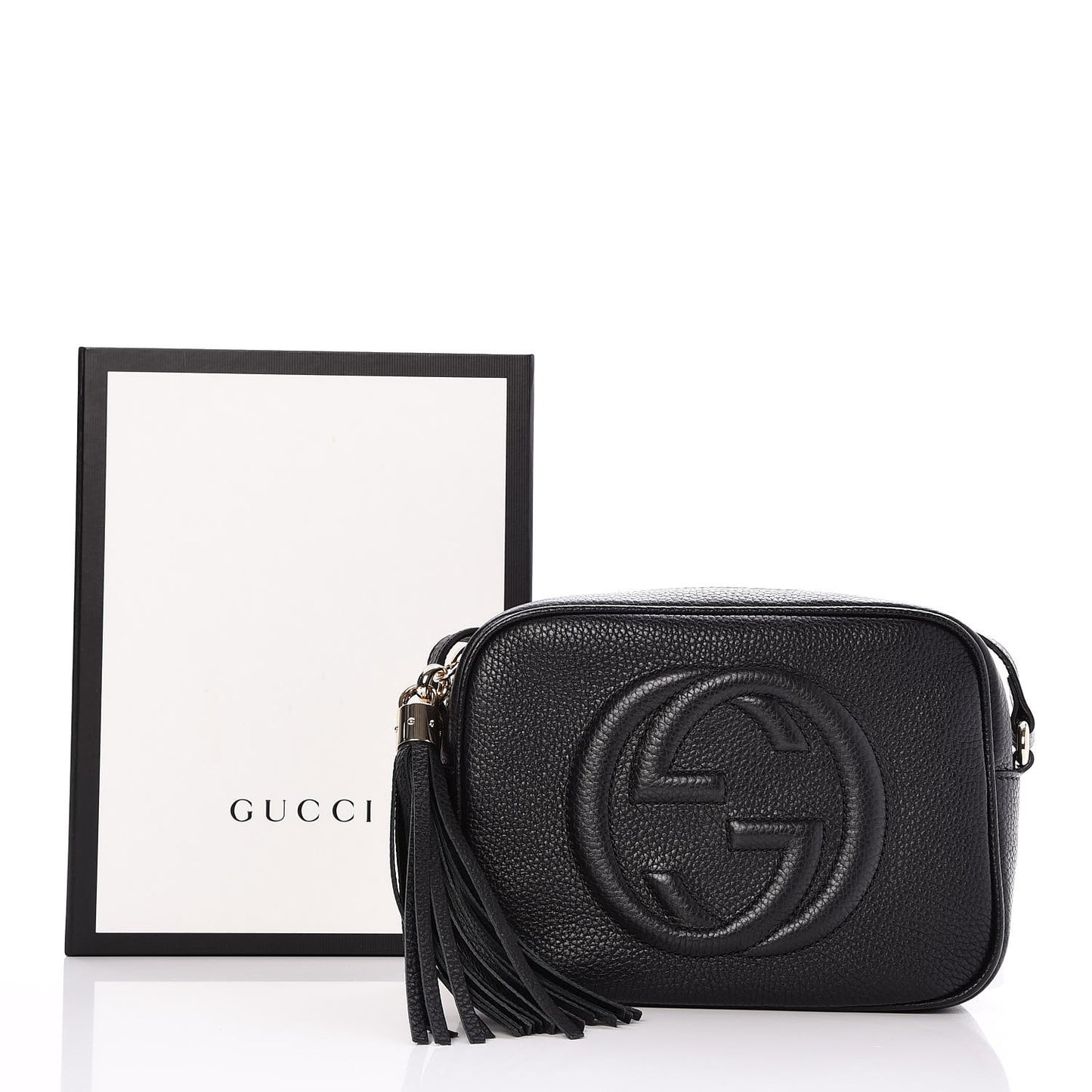 Pebbled Calfskin Small Soho Disco Bag Black