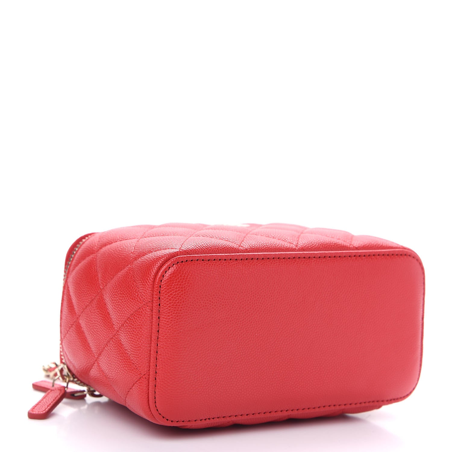 Chanel Caviar Quilted Small Vanity Case With Chain Red 4 of 9