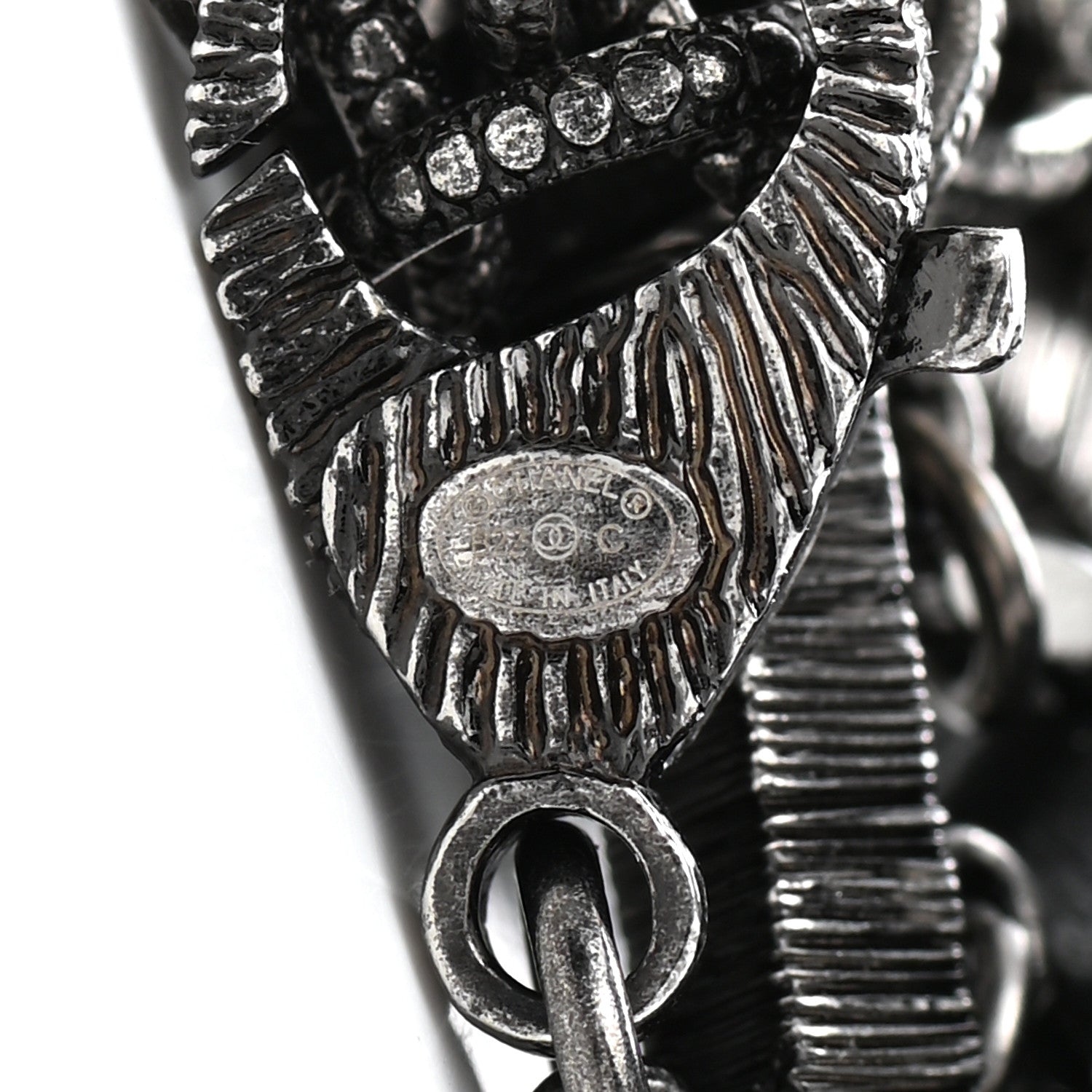Chanel Strass Glass Pearl Lambskin Long Beaded CC Necklace Ruthenium Black Grey 5 of 7