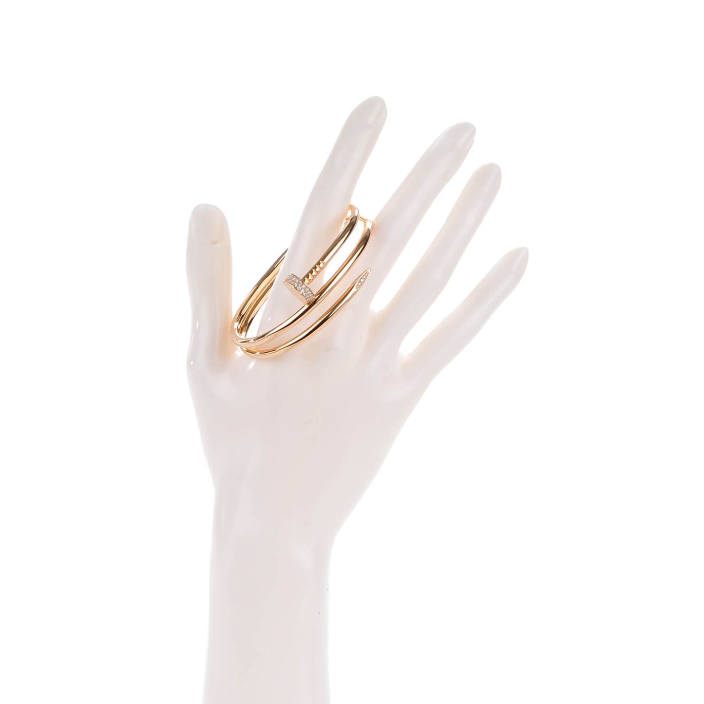 18K Pink Gold Diamond Double Wrap Juste Un Clou Bracelet 17