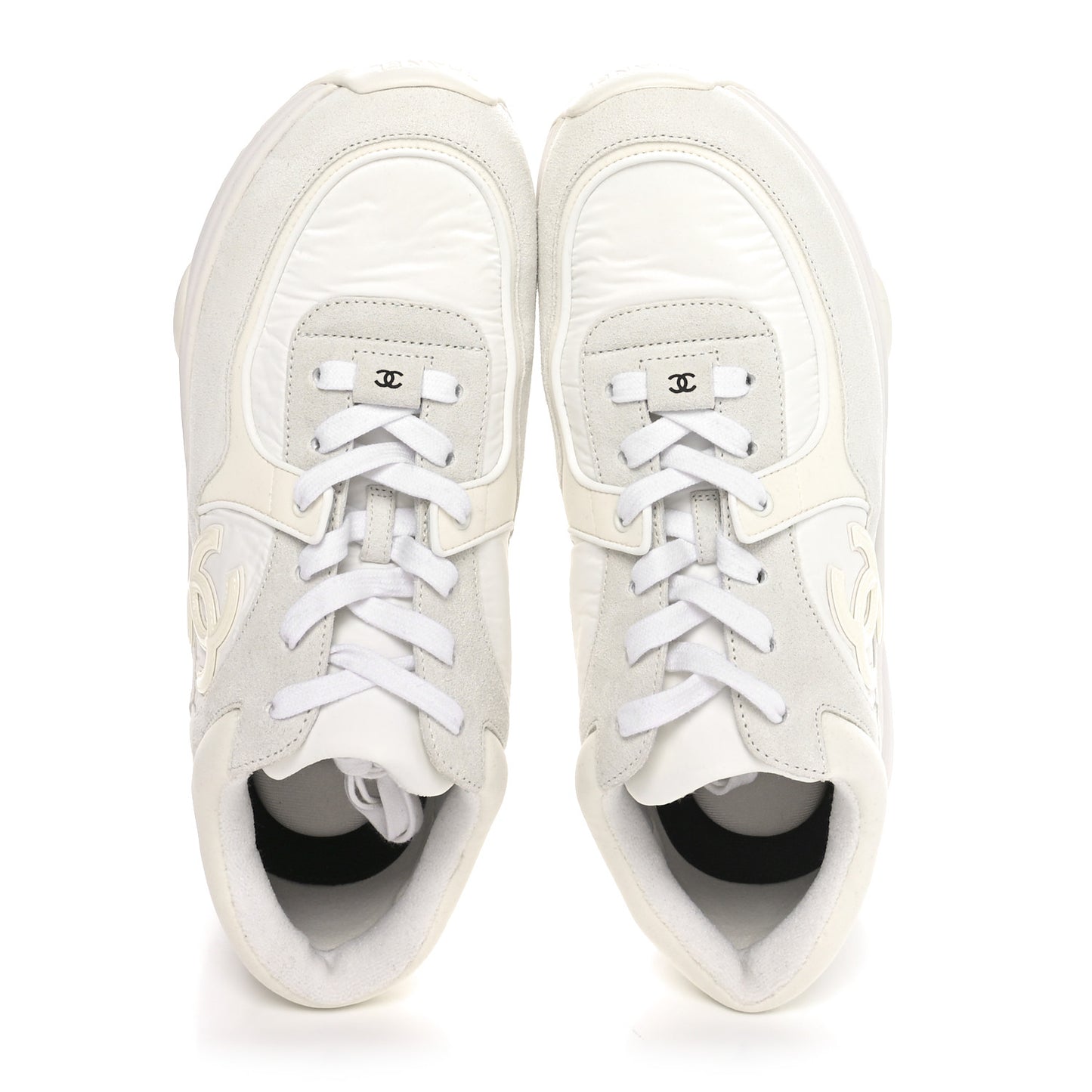 Suede Calfskin Fabric CC Sneakers 40 White