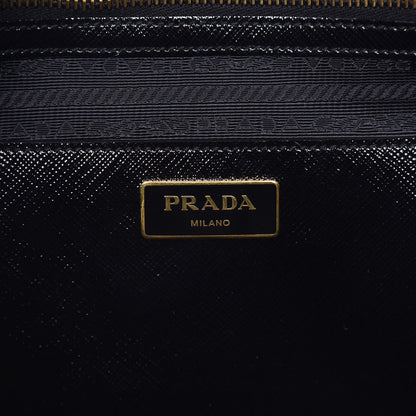 Prada Saffiano Vernice Floral Bauletto Bag Black 6 of 12