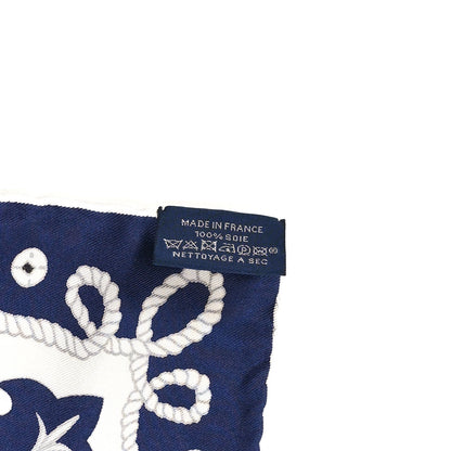 Hermes Silk Animaux Bandana 55 Marine Black White 3 of 3