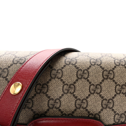 Gucci GG Supreme Monogram Azalea Calfskin Horsebit 1955 Shoulder Bag Beige Ebony New Cherry Red 8 of 10