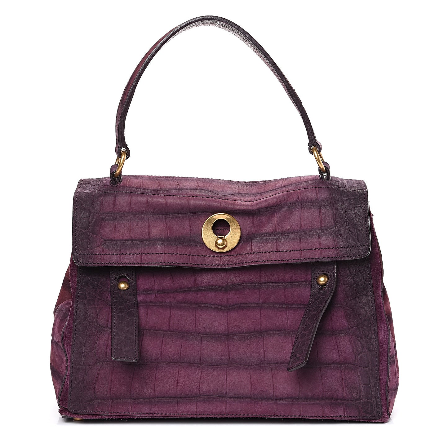 Crocodile Embossed Nubuck Calfskin Medium Muse Two Purple
