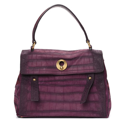 Saint Laurent Crocodile Embossed Nubuck Calfskin Medium Muse Two Purple 1 of 11