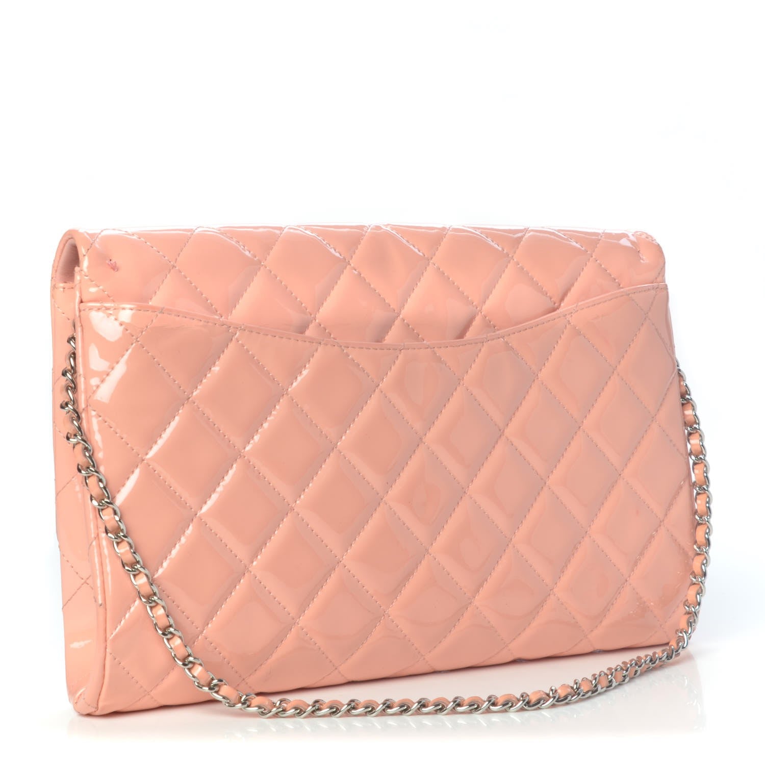 Chanel Patent Quilted Clutch With Chain Flap Light Pink 3 of 15