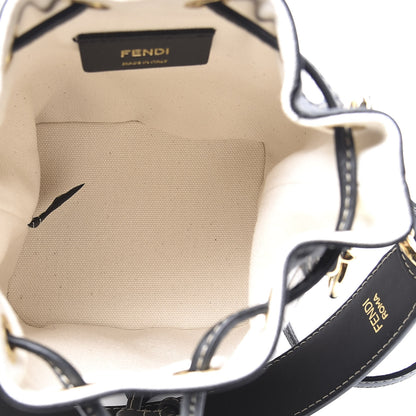 Fendi Canvas Vitello King F is Fendi FF Embroidered Mini Mon Tresor Bucket Bag Grezzo Black 4 of 13