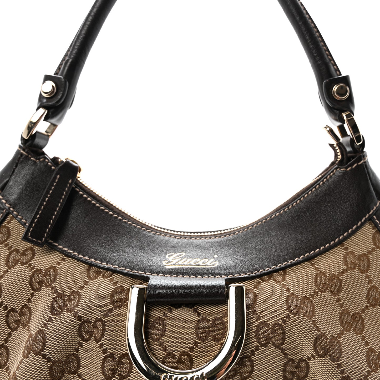 Monogram Medium D Gold Ring Hobo Dark Brown