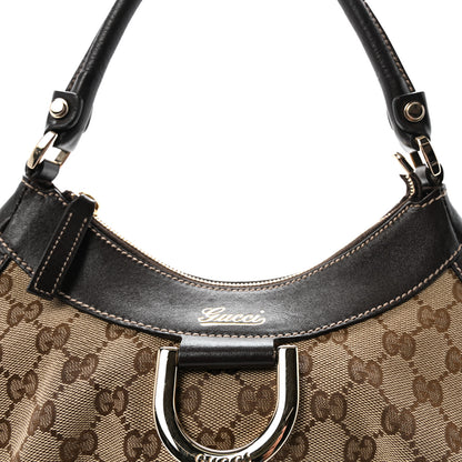 Gucci Monogram Medium D Gold Ring Hobo Dark Brown 8 of 10