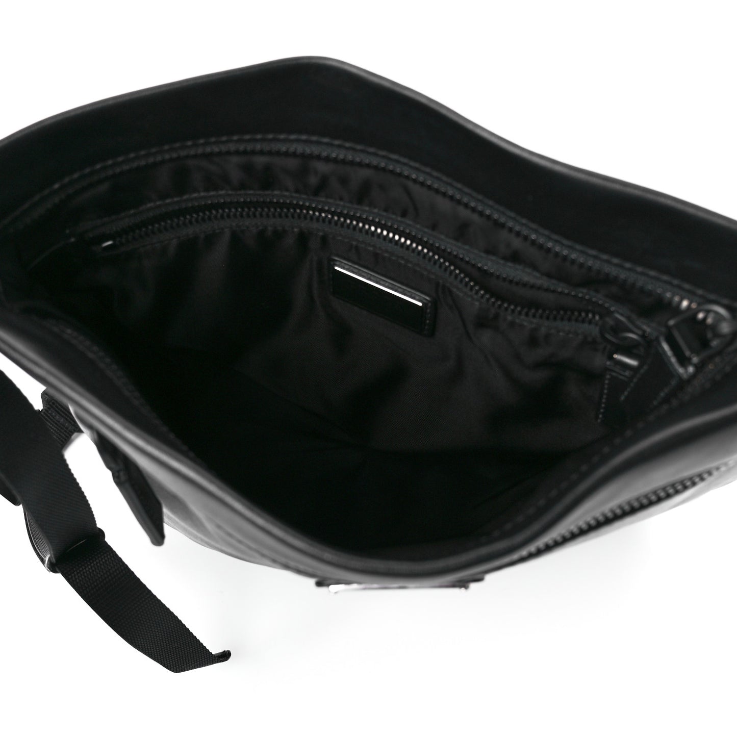 Soft Calf Flat Messenger Bag Black
