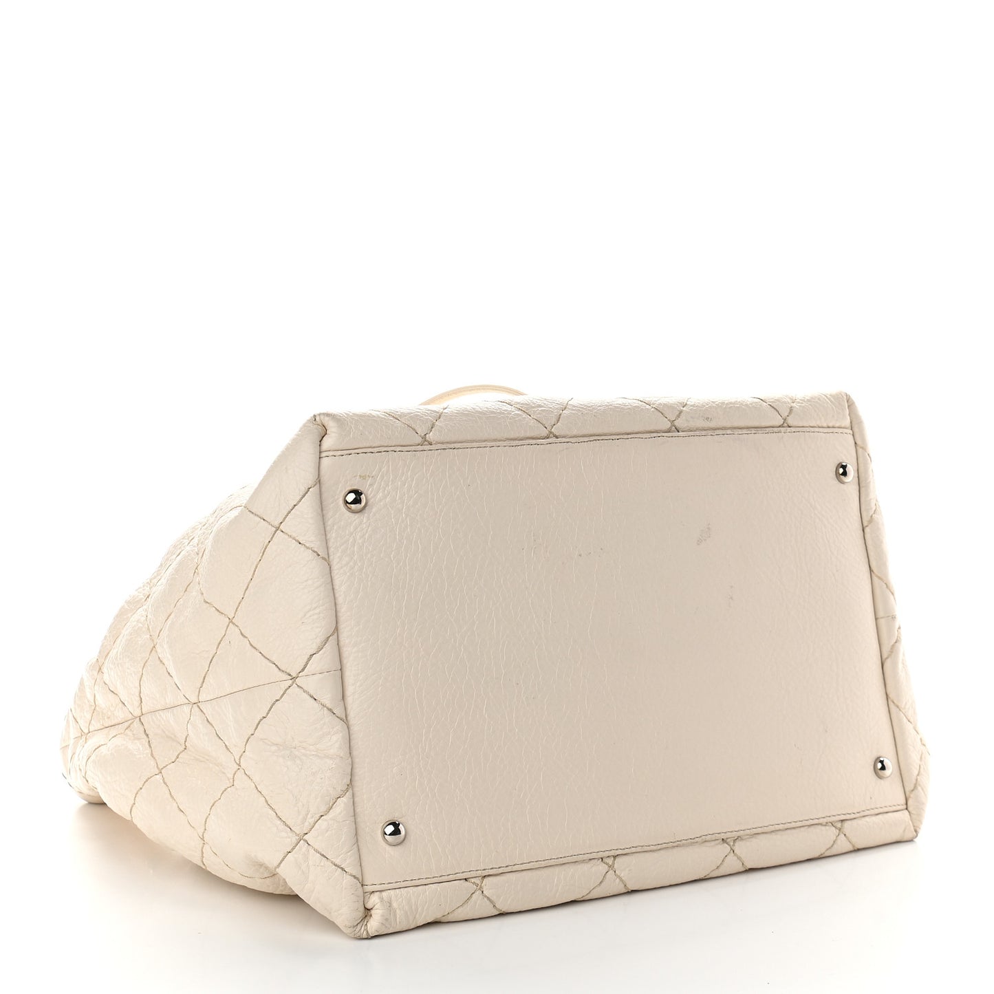 Glazed Calfskin On The Road Drawstring Tote Ivory