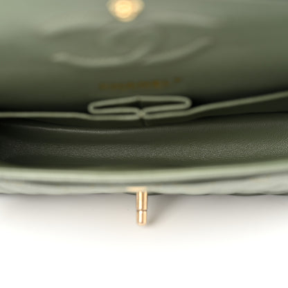 Chanel Iridescent Caviar Quilted Medium Double Flap Light Green 4 of 11