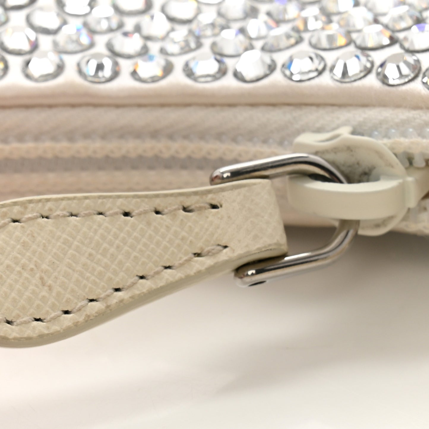 Satin Crystal Mini Re-Edition 2000 Bag White