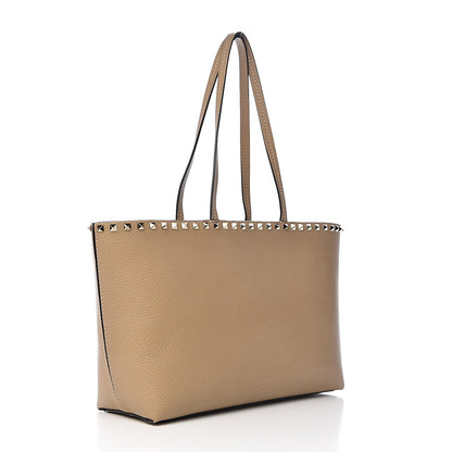 Valentino Garavani Grained Calfskin Small Rockstud Shoulder Tote Beige 3 of 9