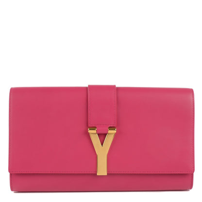 Saint Laurent Calfskin Classic Y Ligne Clutch Fuchsia 1 of 8