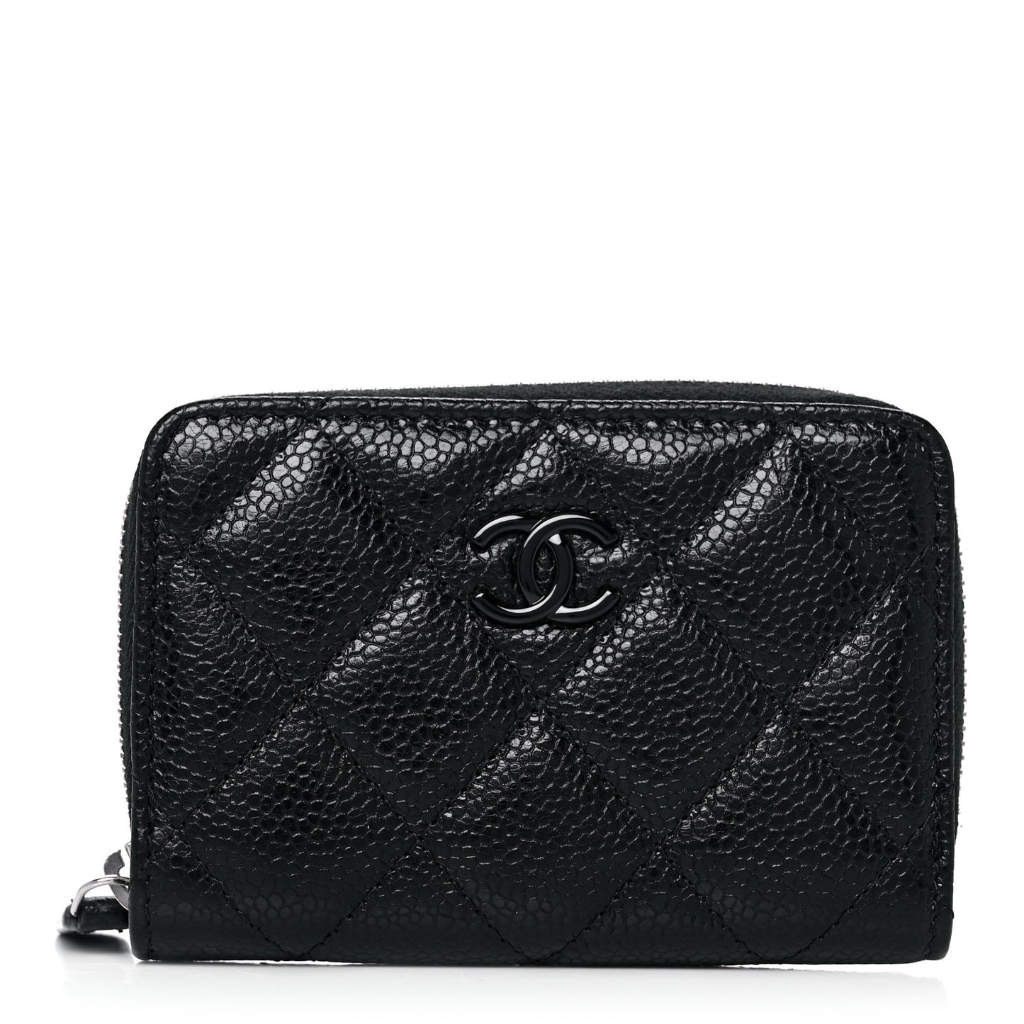 Caviar Quilted Zip Coin Purse Black