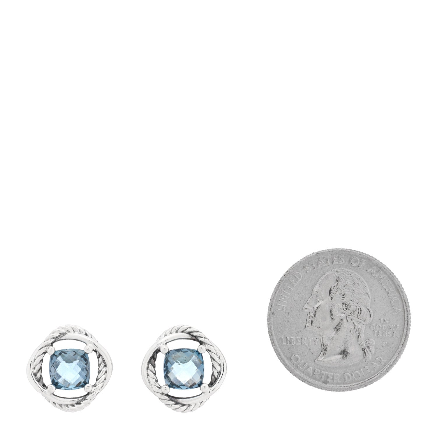 David Yurman Sterling Silver Hampton Blue Topaz 7mm Infinity Earrings 2 of 4