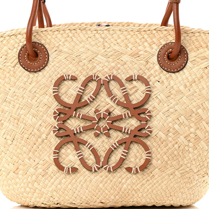 Loewe Calfskin Raffia Small Anagram Basket Tote Bag Natural Tan 8 of 11