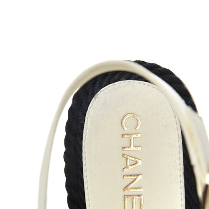 Chanel Lambskin Calfskin Cap Toe Chain Mules Sandals 38 Ivory Black 9 of 25