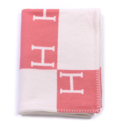 Hermes Wool Cashmere Avalon Baby Blanket Rose Airelle White 1 of 4