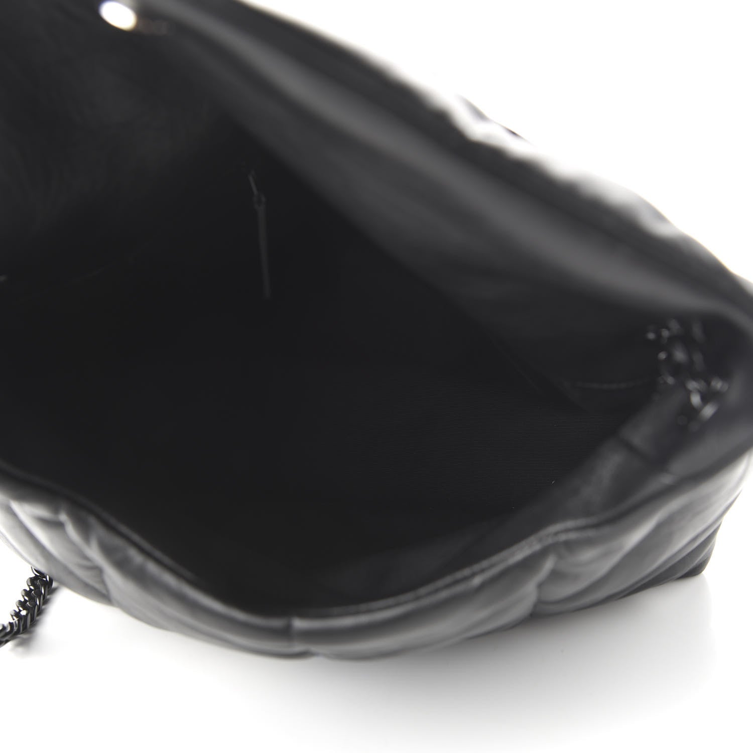 Saint Laurent Lambskin Quilted Medium Loulou Puffer Monogram Chain Satchel Black 5 of 9