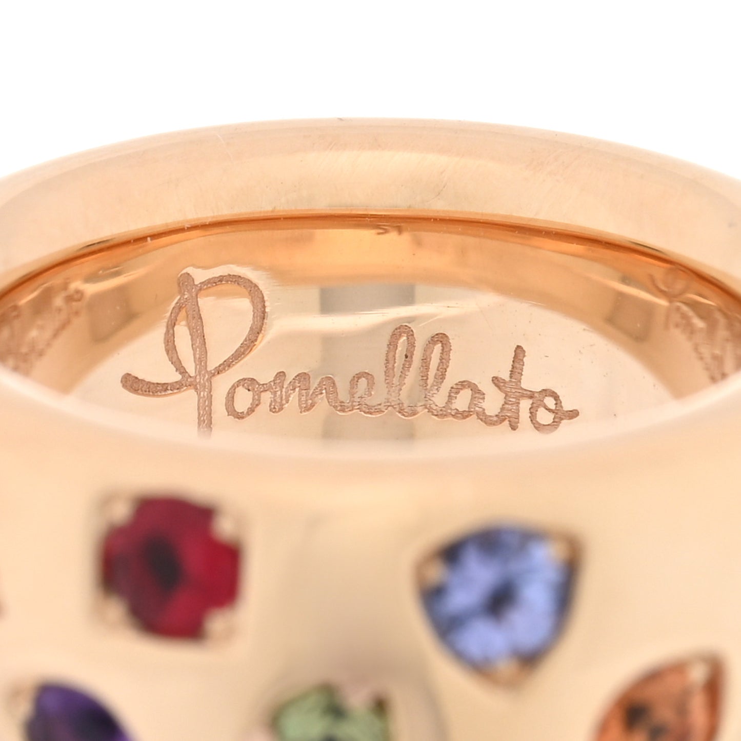 18K Rose Gold Medium Multi Gemstone Iconica Band Ring 51 5.75