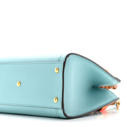 Gucci Wonka Grain Calfskin Mini Diana Tote Bag Dusty Azure Orange Fluo 10 of 10