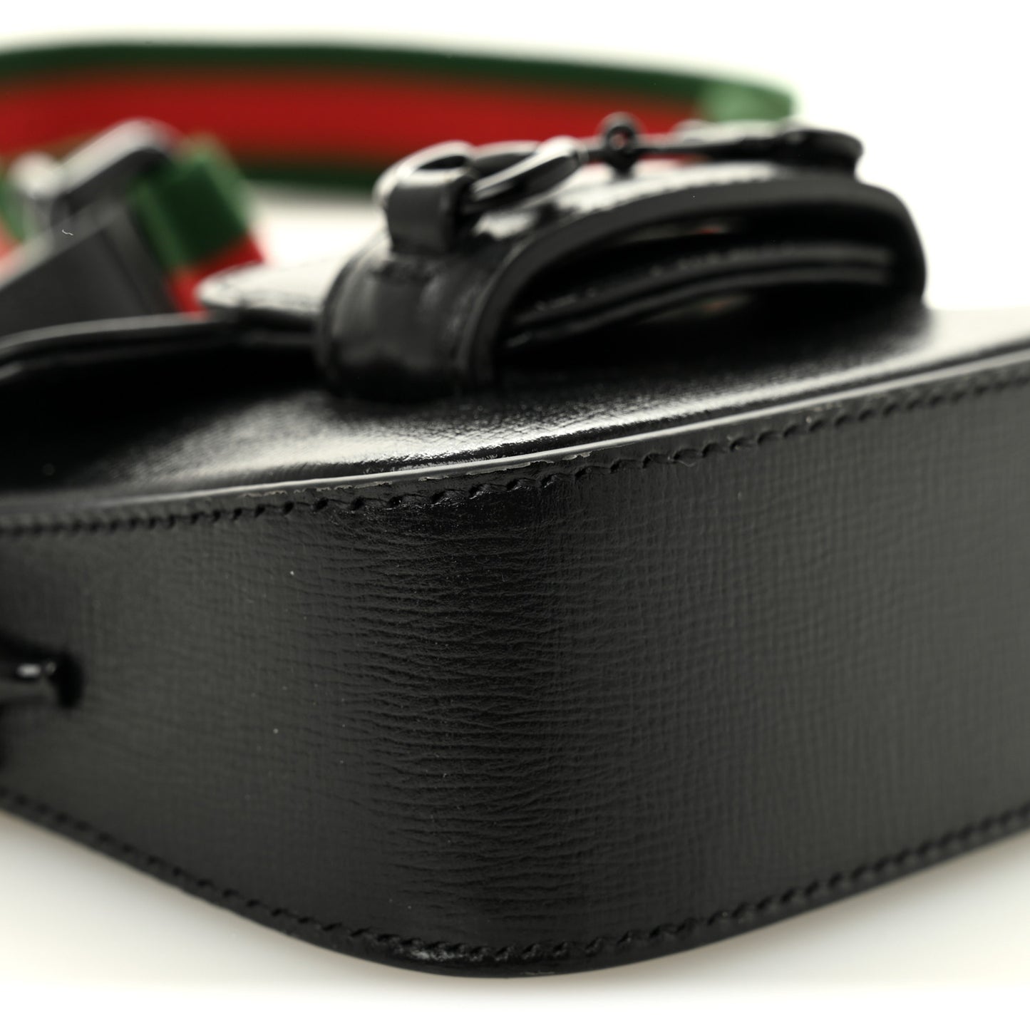Azalea Calfskin Web Monochrome Horsebit 1955 Wallet On Strap Black